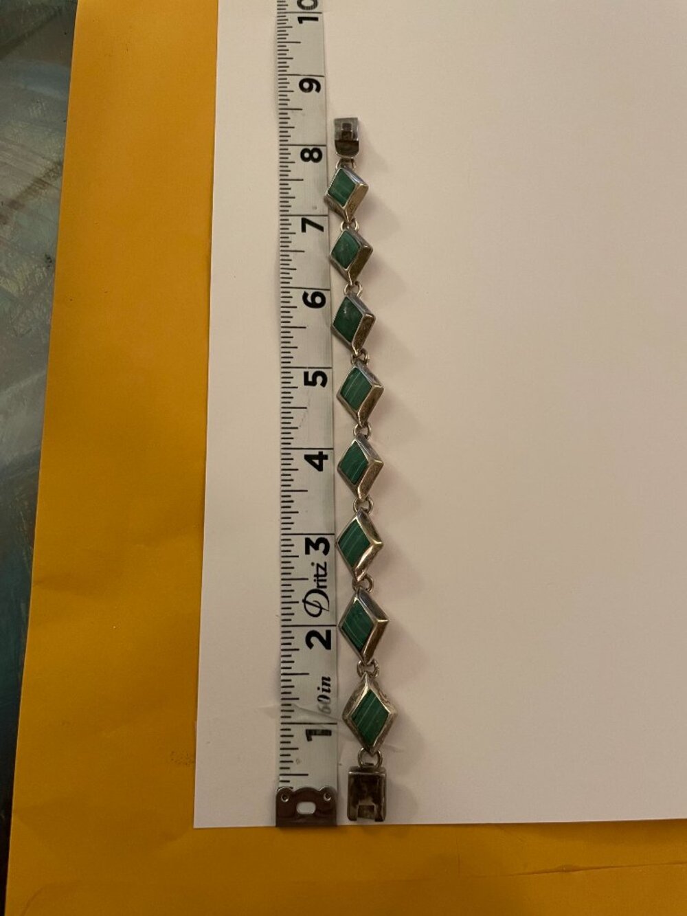 Vintage Sterling Silver Bracelet Taxco 950 Malachite 31 grams RARE 8" Green $499 - Picture 6 of 11